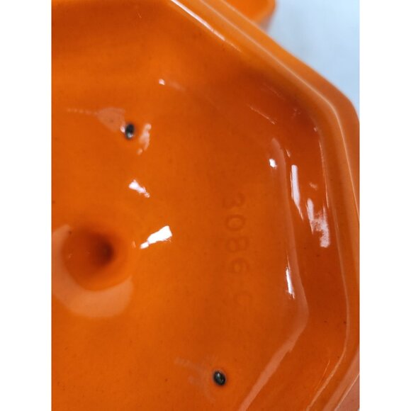 Vintage California Pottery USA Orange Ceramic Serving Bowl Candy Dish Lidded - Picture 6 of 10